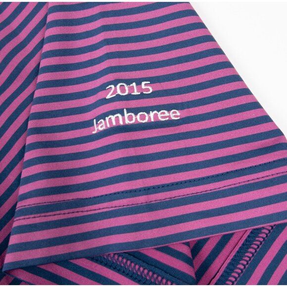 Peter Millar Summer Comfort Golf Polo Mens 2XL Pink Striped Wicking Milwaukee CC - Picture 7 of 11